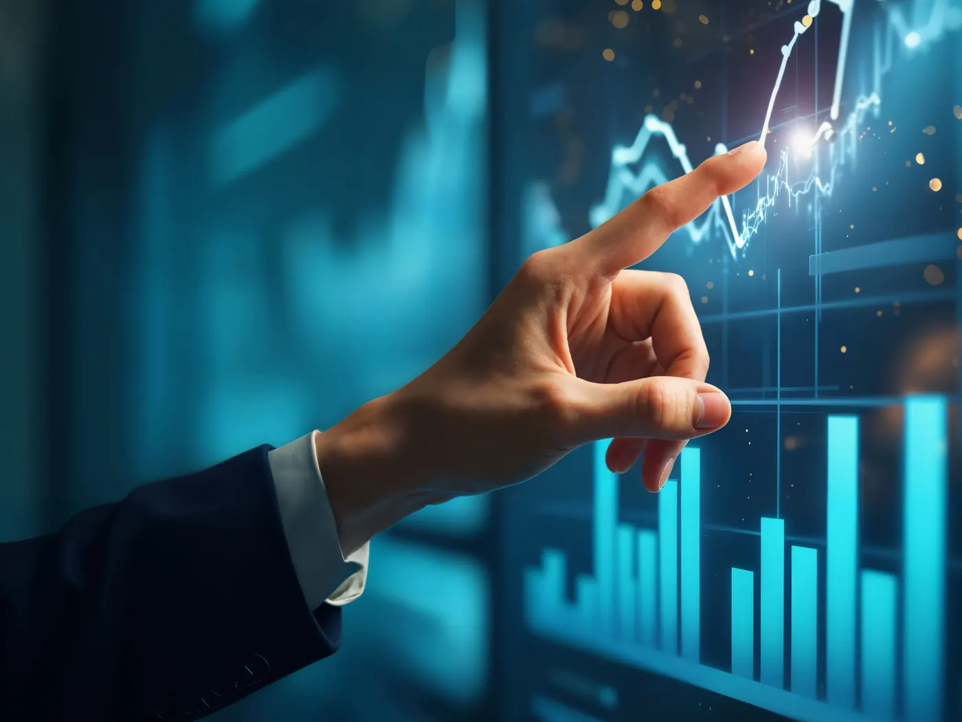 Gráfico de investimentos em alta em uma tela